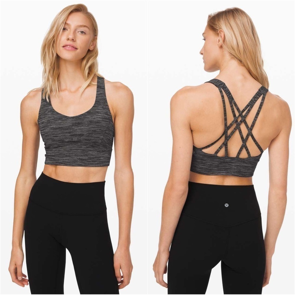 Lululemon Free To Be Serene Long Line Bra Grey & Black Luxtreme Sz 6